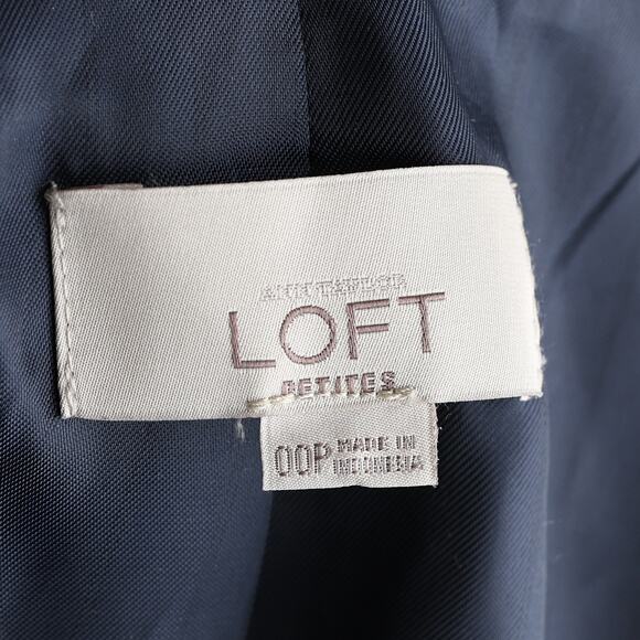 Women's Navy Ann Taylor Loft Wool Blend Blazer - Size 00P - Picture 3 of 13